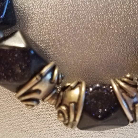 Midnight Shimmer Blue Goldstone Bead Necklace - Picture 2 of 8